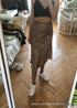 Boho Skirts in Retro Satin Skirt, Paw Black White For Women